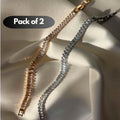 Luxury Emerald Diamond Tennis Bracelet (Pack of 2) – Sparkling Zircon Elegance for Women